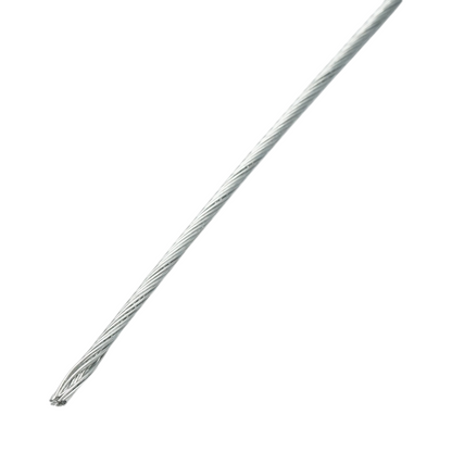 1,5 mm-es horganyzott acélkábel, 1x19 huzal, maximális terhelés 211 kg, súly 5,12 kg, 200 m/tekercs.