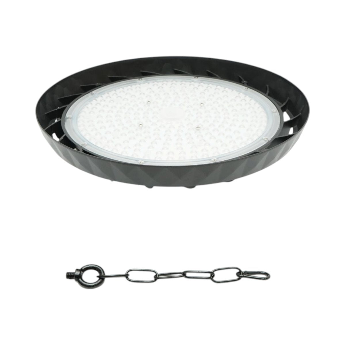 Ipari LED UFO High-Bay lámpa 200W, 100-265V, 6500K, 40000lm csarnokokhoz, raktárakhoz 375x50mm IP65 Breckner Germany