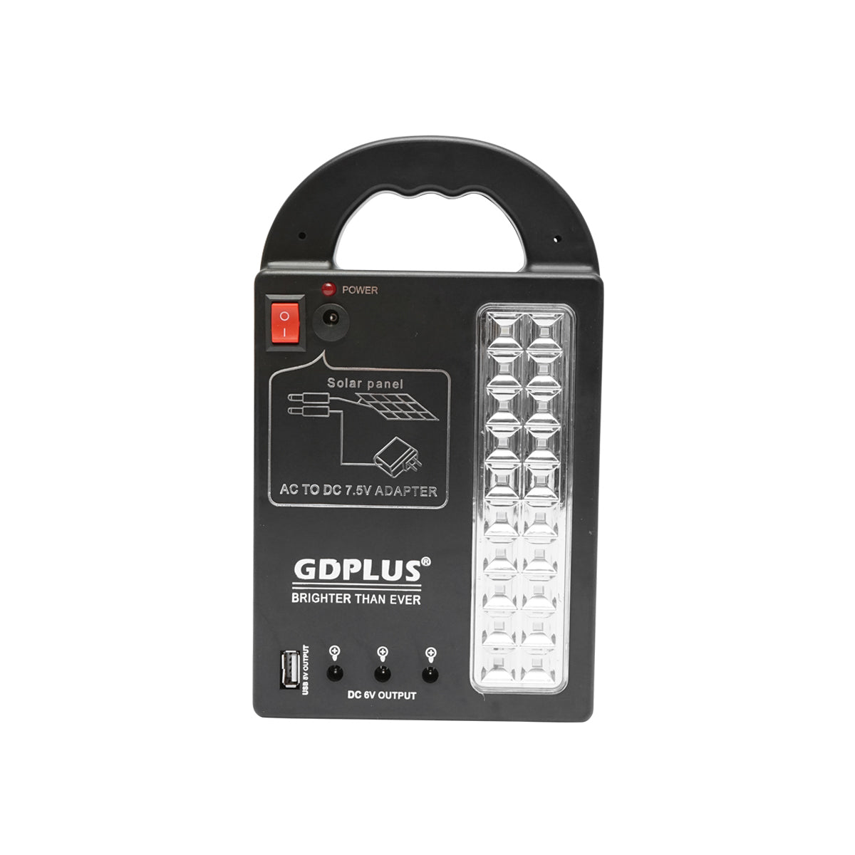 Hordozható LED világító készlet 3 izzóval / projektorral, napelemmel és 6V, 3Ah akkumulátorral halászathoz, kempingezéshez GD-17