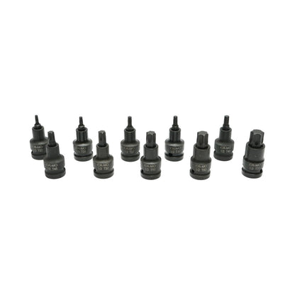 Breckner Germany 10 részes ütvecsavarozó bitkészlet Torx bitekkel, T20–T70, 1/2”, Cr-Mo