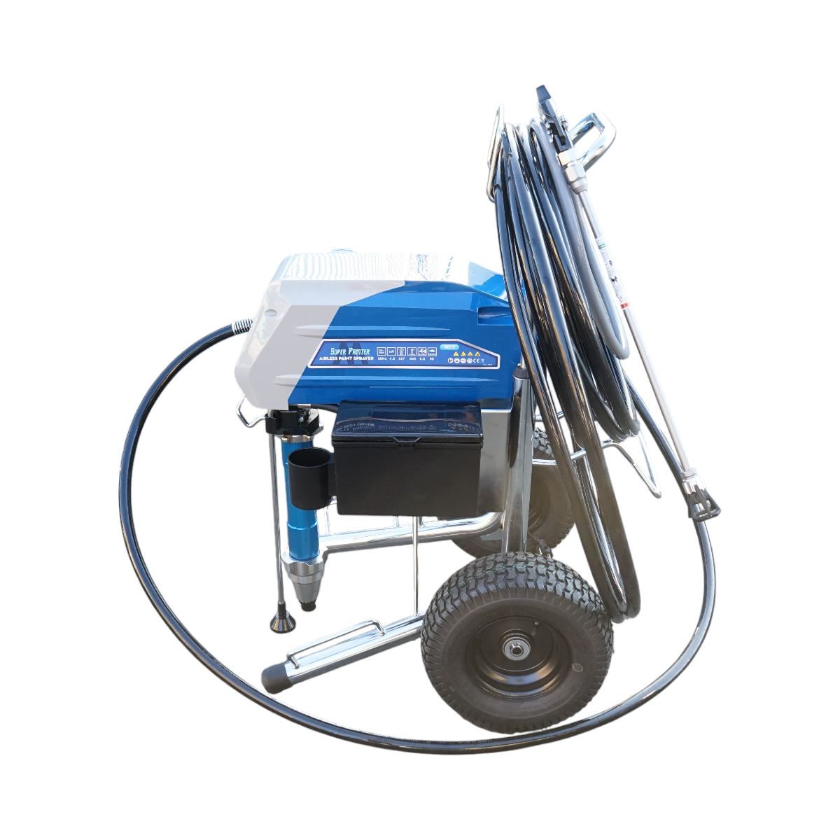Professzionális airless festékszóró szivattyú dugattyúval és kefe nélküli motorral 4,5 kW, 220 V, 8,5 l/perc áramlás, 517-es fúvóka, maximális nyomás 227 bar M85