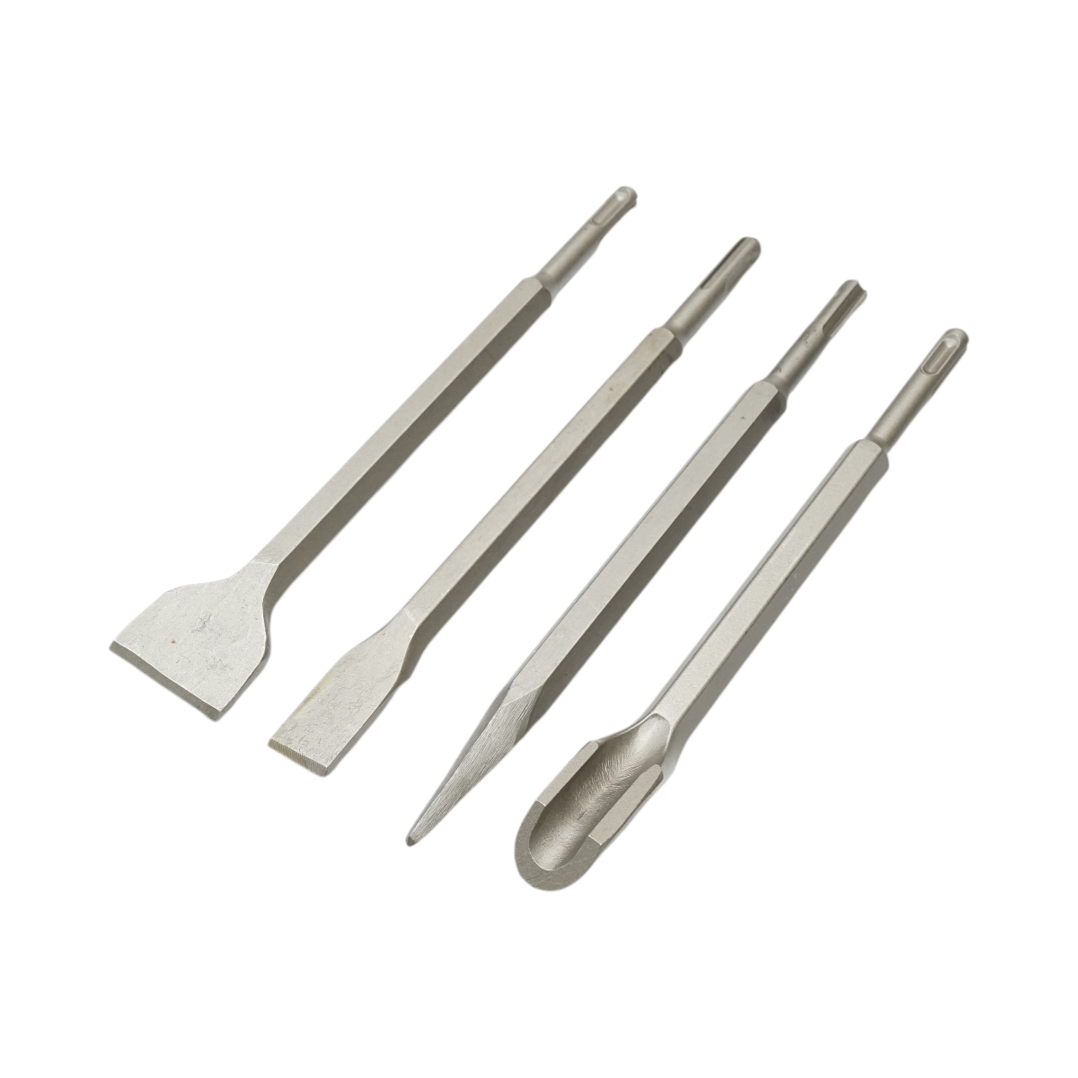 Set 4 vésőszár beton SDS Plus 14x250mm lapos, sík, hegyes és csatorna Breckner Germany