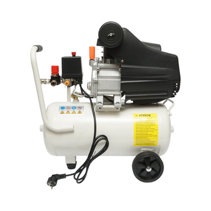 24 literes légkompresszor, motor teljesítménye 1,5 kW/2 LE, maximális nyomás 8 bar, levegőbeömlési térfogat 184 l/perc Breckner Germany