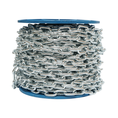 Galvanizált lánc 4.9x21x19.5mm DIN5685A 30m/tekercs műanyag dob