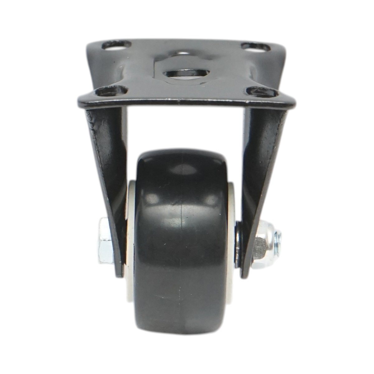 Rögzített kerék 42x21mm fék nélkül, fekete PVC, acél lemez 60x43mm 30kg