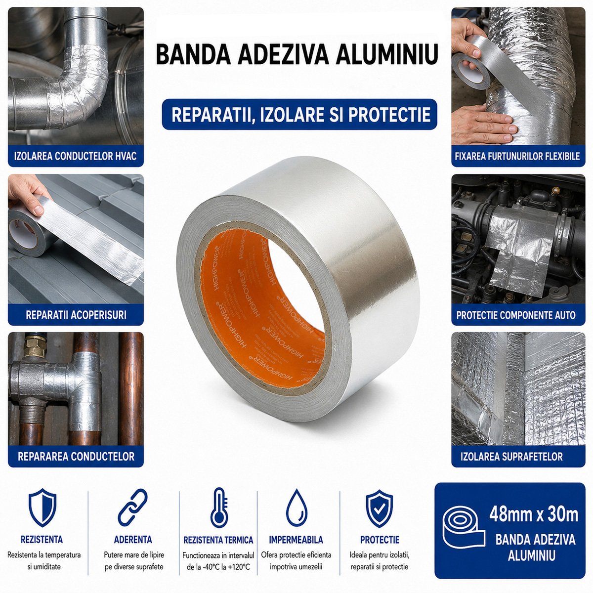 Alumínium ragasztószalag 48mm x 30m Duct Tape HighPower