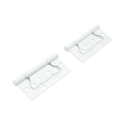 2 darabos bútor süllyesztett típusú pillangó zsanér 100x50mm, fehér acél, csavarokkal