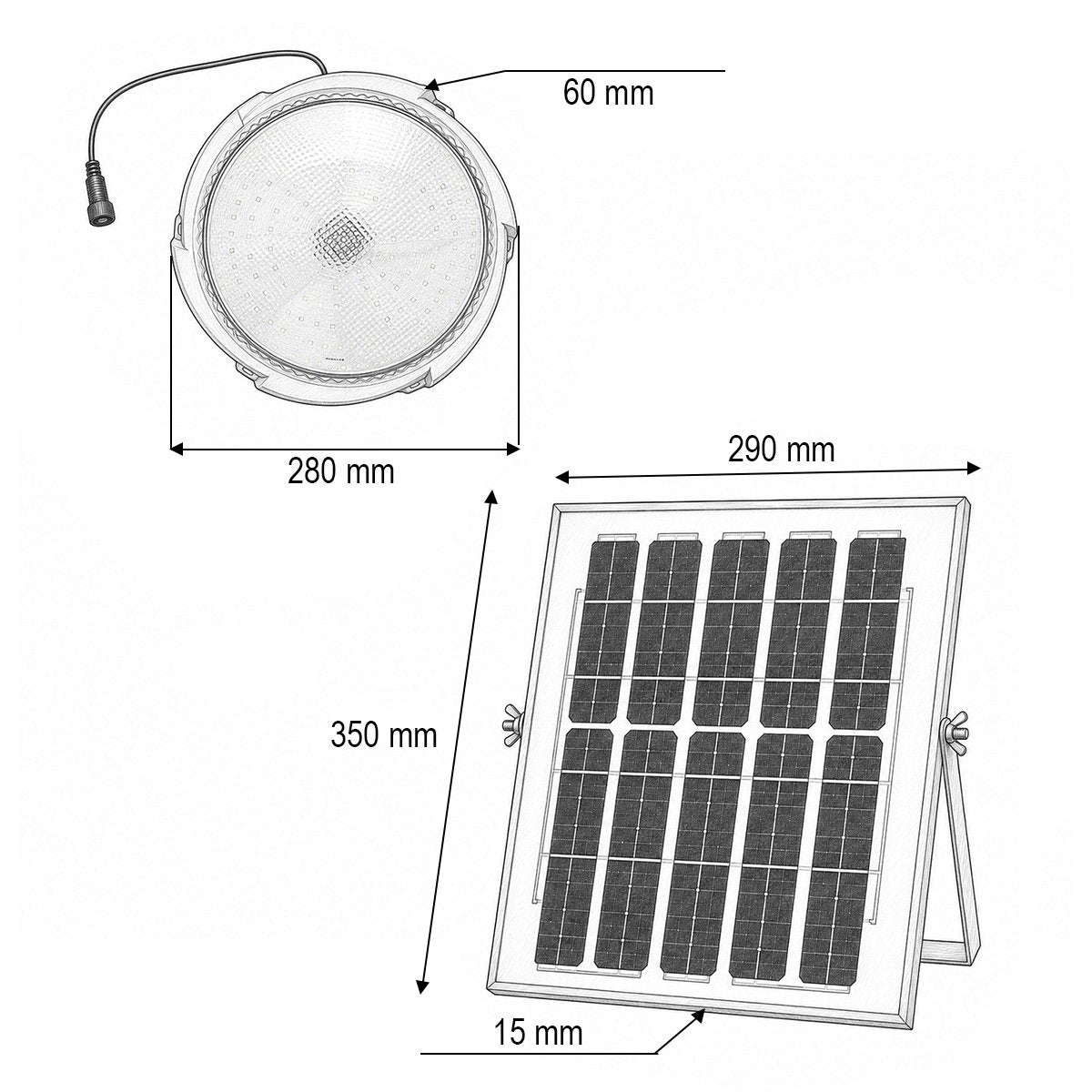 Napelemes LED mennyezeti lámpa 200W, 6500K 12W napelem panellel, 5400mAh akkumulátor, mozgásérzékelő és távirányító IP65 Breckner Germany