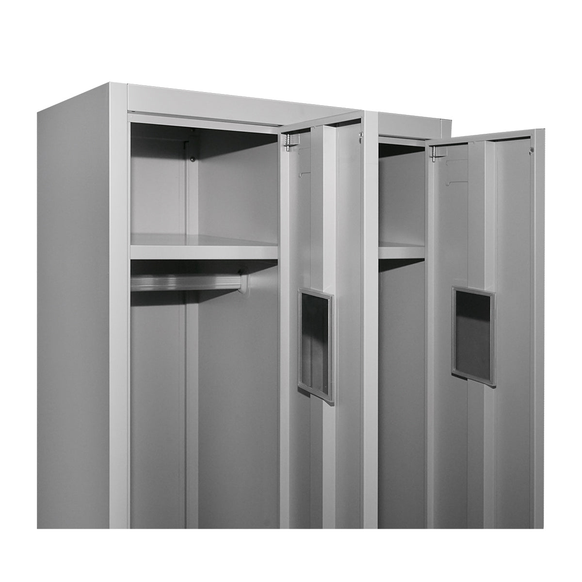 Fém dupla szekrény 1800x600x450mm, 2 ajtóval, polccal és rúddal, szürke Breckner Germany