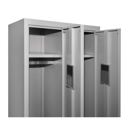 Fém dupla szekrény 1800x600x450mm, 2 ajtóval, polccal és rúddal, szürke Breckner Germany