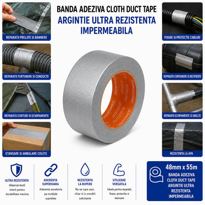 HighPower ezüst Duct Tape textil ragasztószalag 48mm x 55m javításokhoz