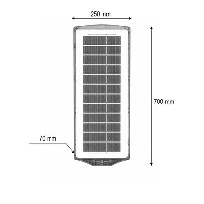 Napelemes LED közvilágítási lámpa 300W 15W napelem panellel, 12000mAh akkumulátor, mozgásérzékelő, távirányító, oszlop rögzítés IP67 Breckner Germany