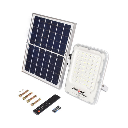 LED reflektor 100W 12W polikristályos napelemmel, LiFePO4 akkumulátor 3.2V/12Ah, 6000K, 700lm IP66 távirányítóval Breckner Germany
