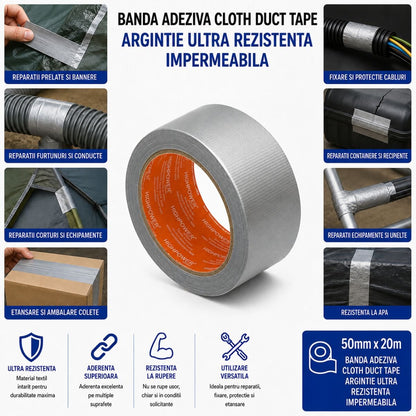 HighPower Duct Tape textil ragasztószalag ezüst 50mm x 20m javításhoz