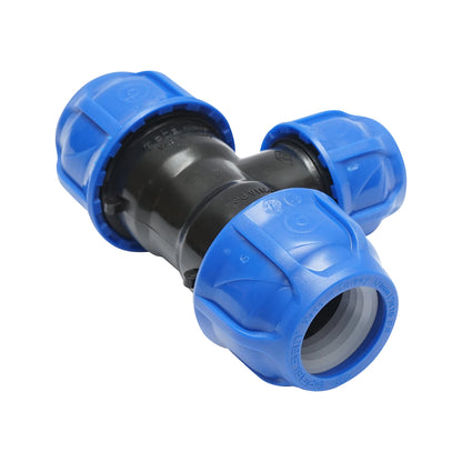 D32x25x32mm-es, PN16-os, öntözőrendszerekhez való tömörítő-csökkentő cső D32x25x32mm, PN16