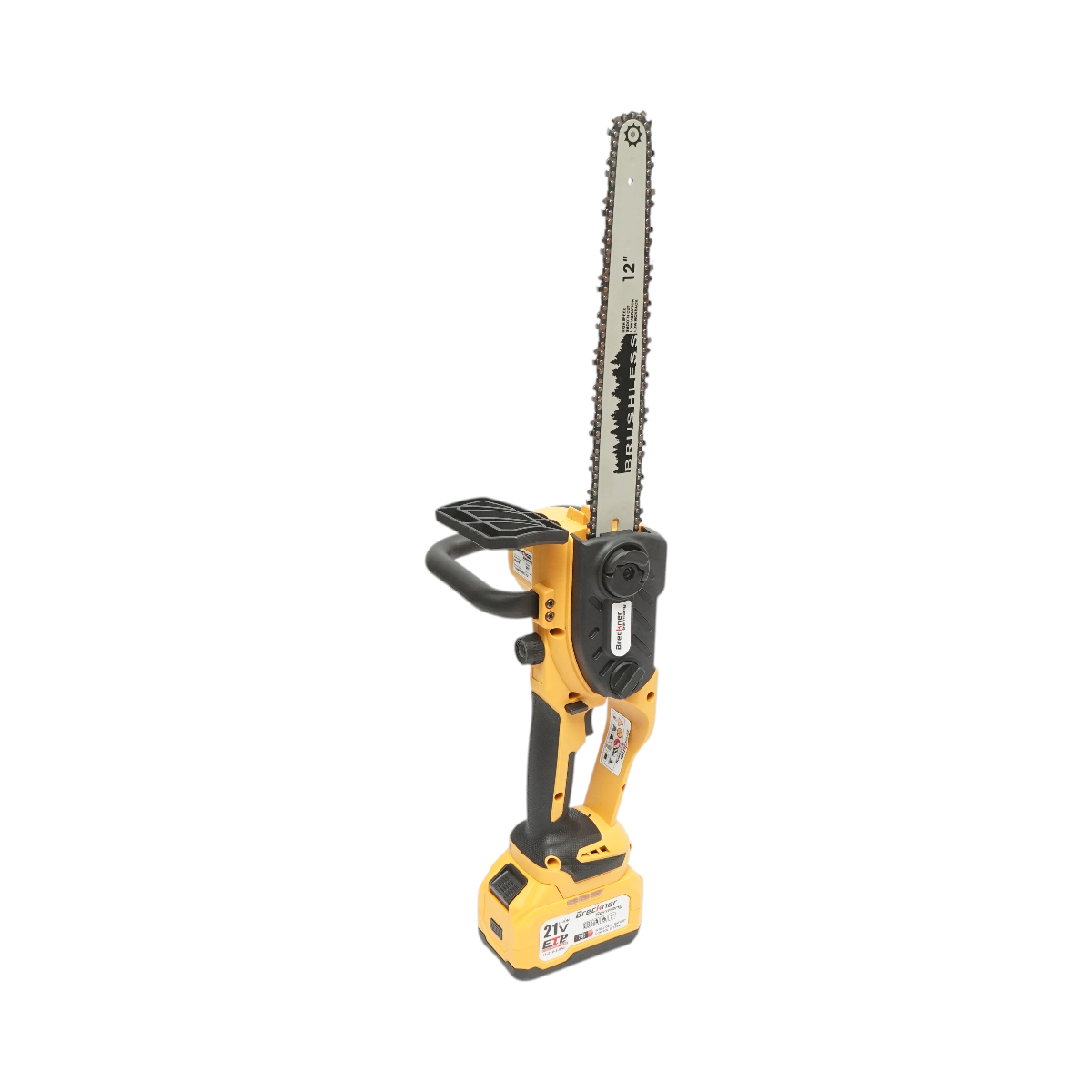 Professzionális elektromos láncfűrész 1060W 2 darab 21V, 6Ah Li-ion akkumulátorral, brushless motor, 12 inch (300mm) lánc Breckner Germany