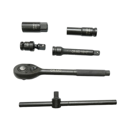Hosszú csőkulcs készlet 8-32mm, racsnis hajtás, 127mm hosszabbító, T-rúd, kardántengely 1/2 inch Cr-Mo 23 darab Breckner Germany