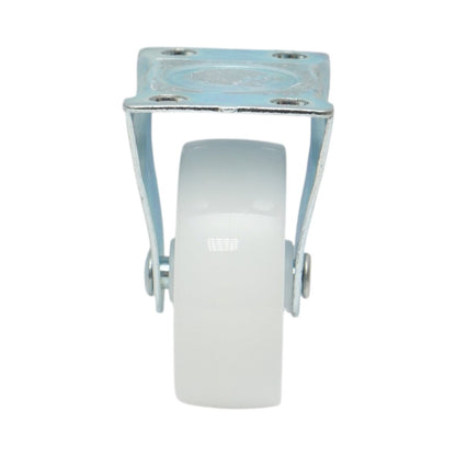 Rögzített kerék 65x23mm fék nélkül, fehér polipropilén, acél lemez 70x44mm 35kg