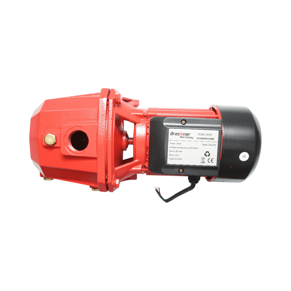 Önfelszívó felszíni vízszivattyú ejektorral 750 W, 220 V, áramlási sebesség 80 l/perc, H42 m DP255 Breckner Germany