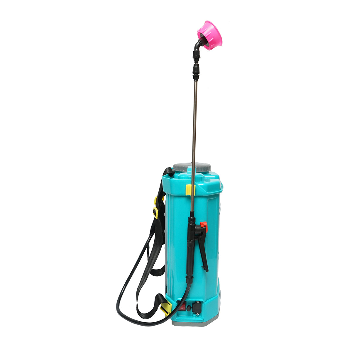 Permetezőszivattyú, elektromos vermorel, 16 literes tartály, 12V/8Ah akkumulátor, 4 fúvóka, áramlás 4 l/min, nyomás 6,8 bar THOR