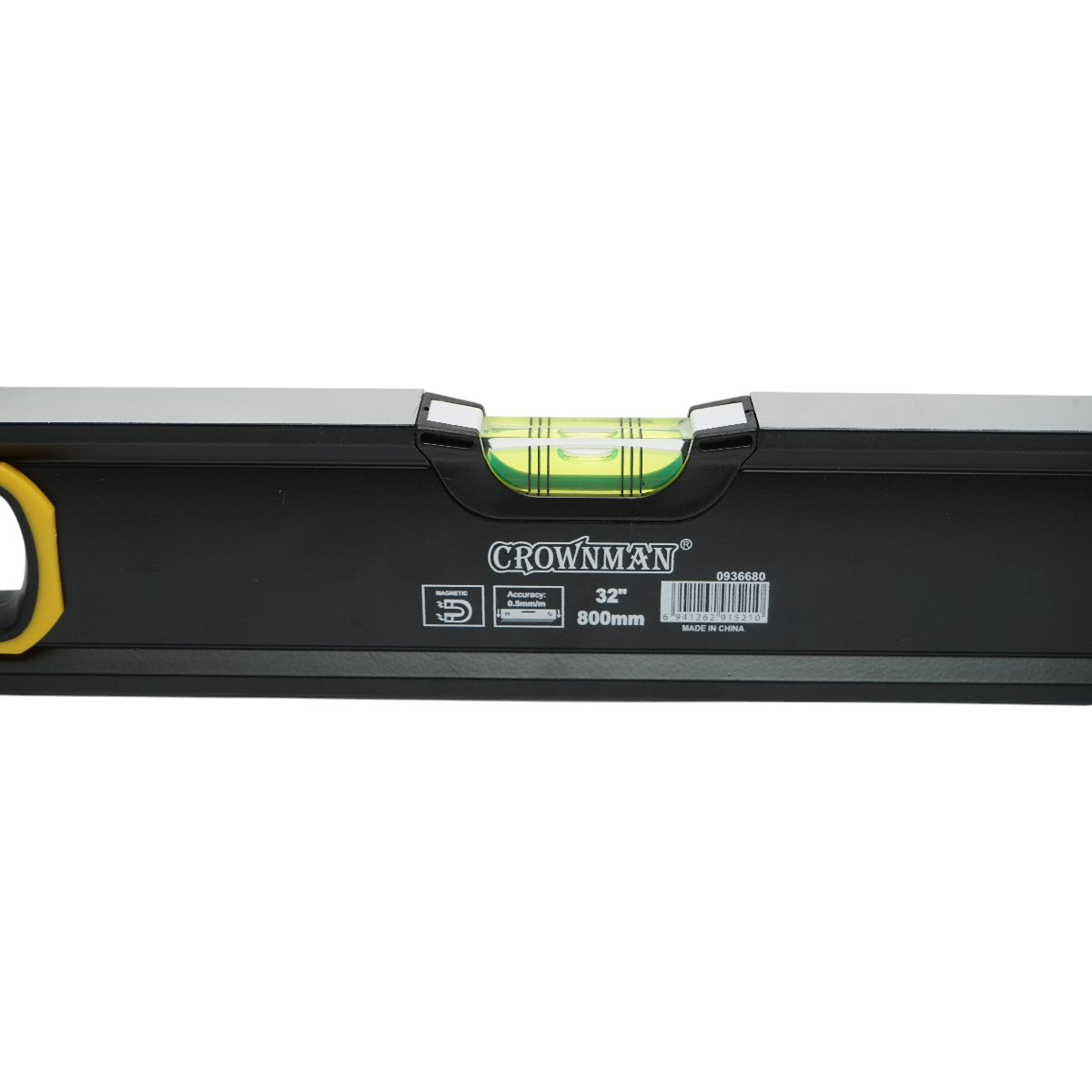 Mágneses alumínium vízmérték 800mm, 3 vízmérték, 2 fogantyú Crownman