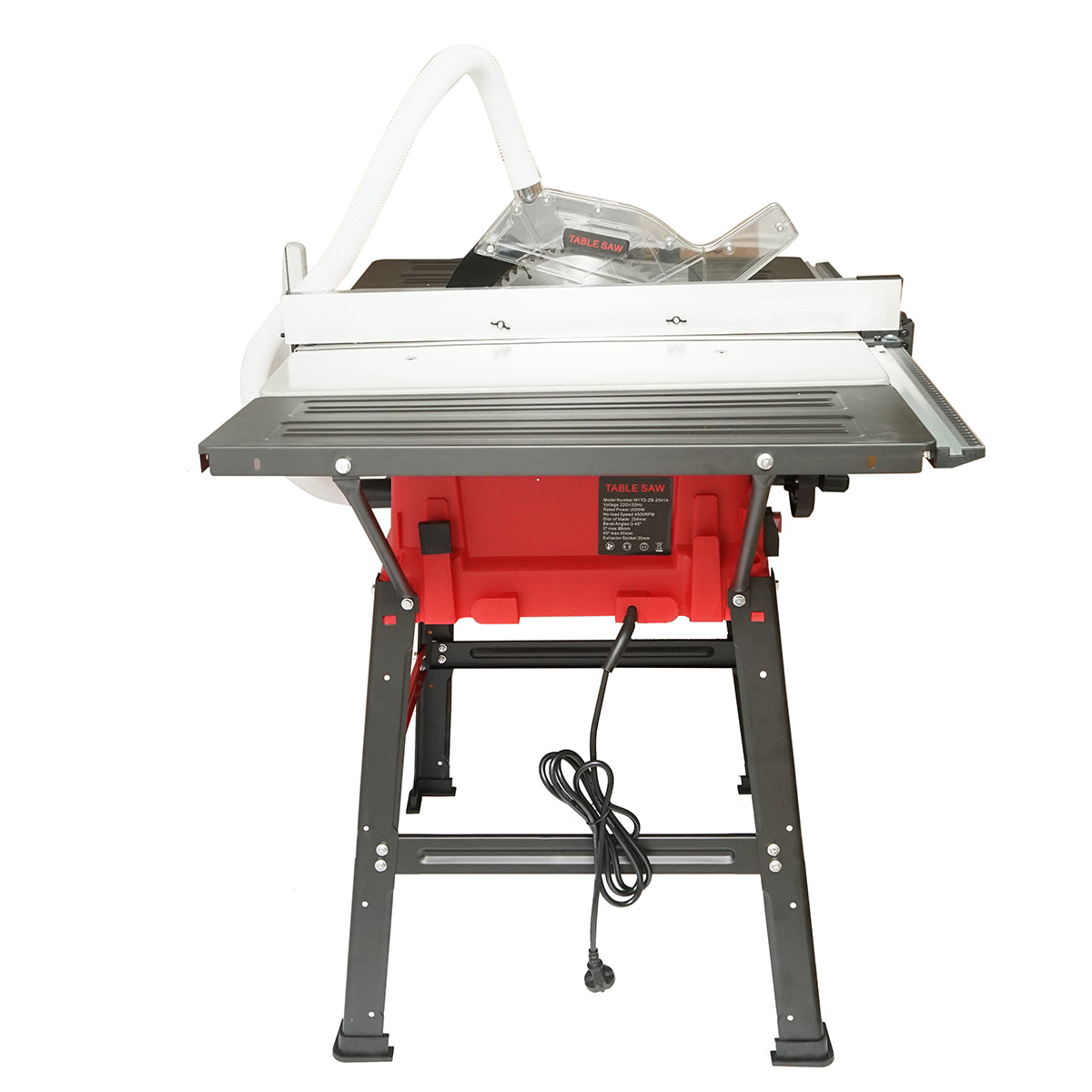 Körfűrész asztallal 1800 W, 220 V, 254 mm-es tárcsa, 0–45° vágási szög, 4500 fordulat/perc, 645 x 940 mm