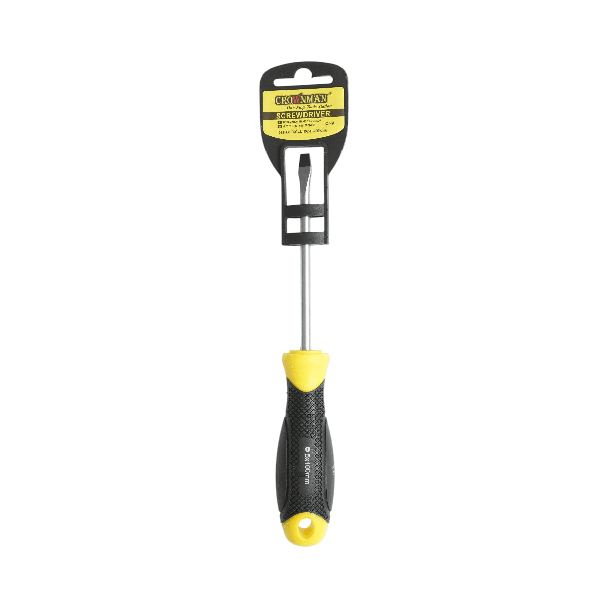 5x100 mm-es egyenes csavarhúzó professzionális mágneses hegygel Cr-V Crownman
