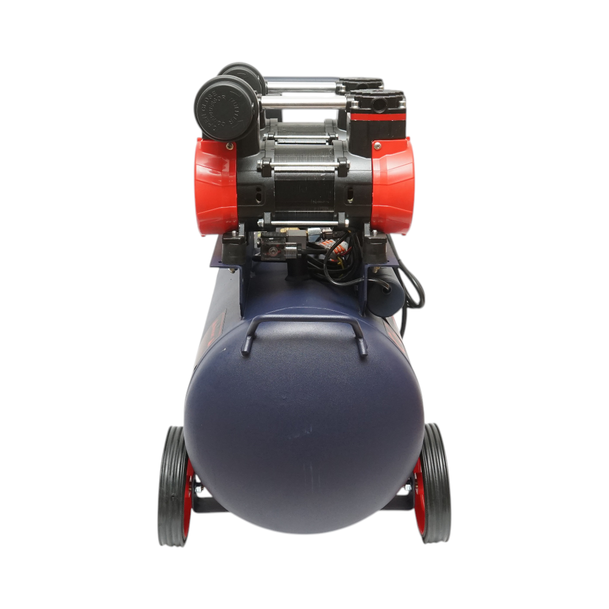 50L olajmentes légkompresszor, csendes, 2 motor 4 hengeres 1.5KW/2CP, maximális nyomás 8 bar, szívólevegő térfogat 170L/min