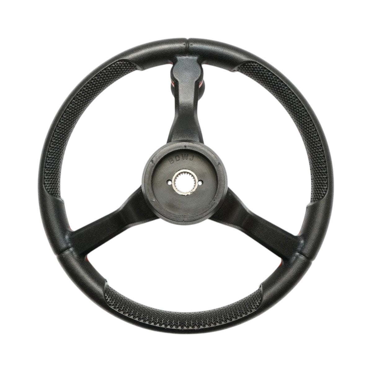 Breckner Germany univerzális traktor kormány 390mm, 25mm rögzítés Z=24, 360 fokos forgó fogantyú, piros-fekete