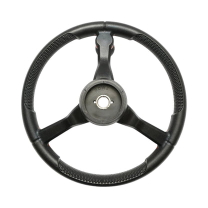 Breckner Germany univerzális traktor kormány 390mm, 25mm rögzítés Z=24, 360 fokos forgó fogantyú, piros-fekete