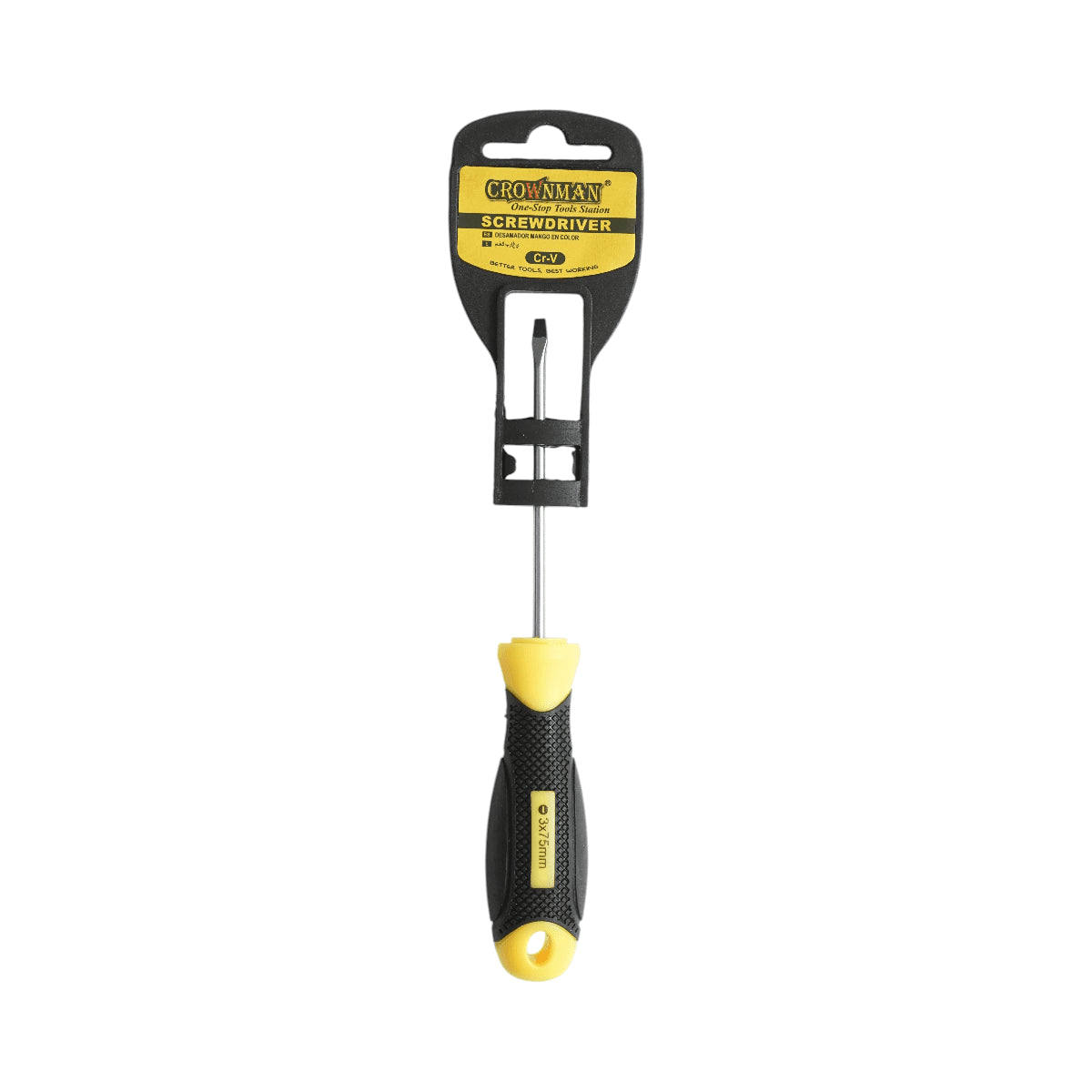 3x75 mm-es egyenes csavarhúzó professzionális mágneses hegygel Cr-V Crownman