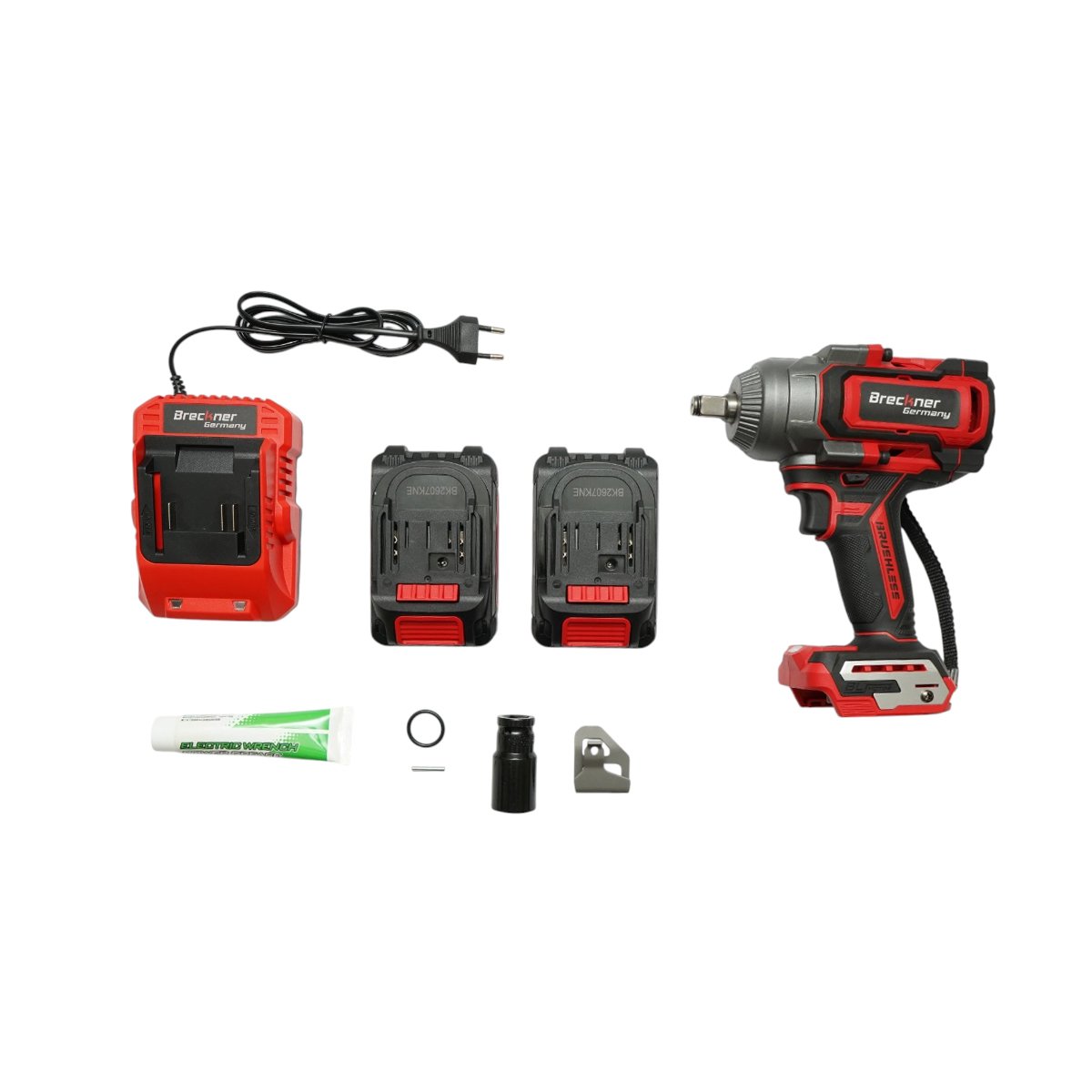 Ütvecsavarozó, légkulcs 1/2 inch 900W, 2 akkumulátor 21V, 4Ah Li-ion, LED, Brushless, 1100Nm, 0-1400/1900/2400rpm Breckner Germany