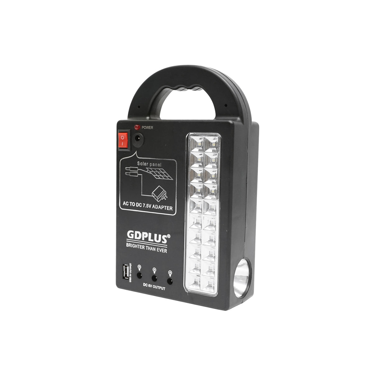 Hordozható LED világító készlet 3 izzóval / projektorral, napelemmel és 6V, 3Ah akkumulátorral halászathoz, kempingezéshez GD-17