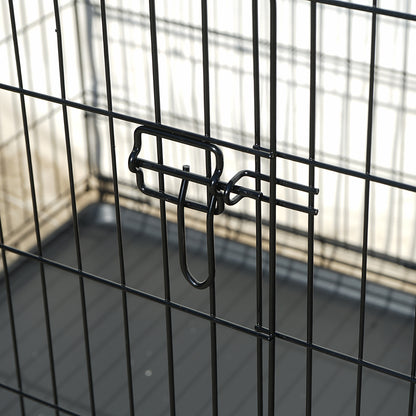 Összecsukható fém állathordozó 2 ajtóval, kivehető tálcával és fogantyúval 107x71x77.5cm