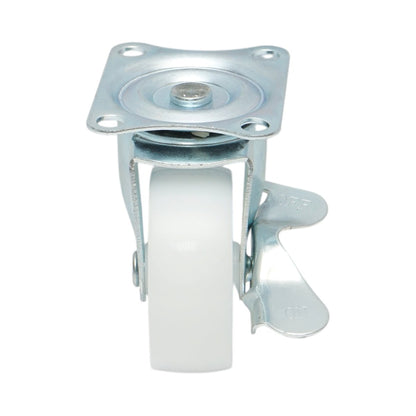 Forgó kerék 65x23mm fékezéssel, fehér polipropilén, acél lemez 70x58mm 35kg