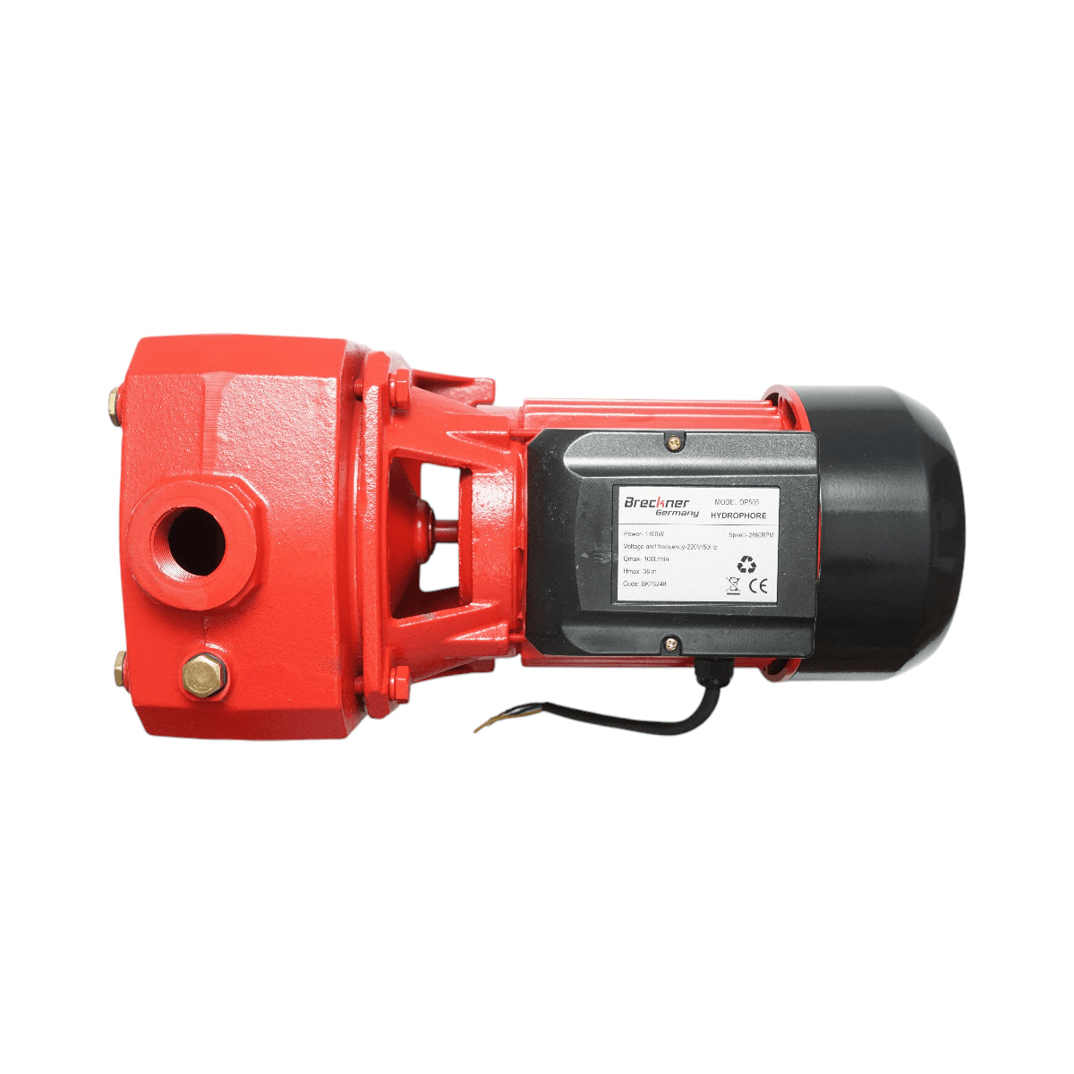 Önfelszívó felszíni vízszivattyú ejektorral 1,1 kW, 220 V, áramlási sebesség 100 l/perc, H38 m DP505 Breckner Germany