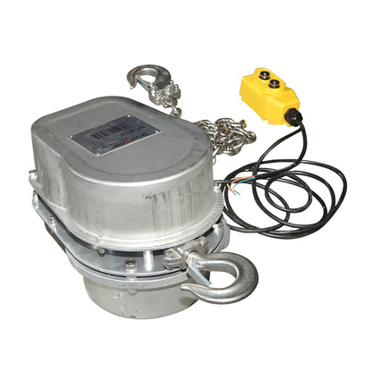 Rozsdamentes acél elektromos emelő 380V, 500W, 3m-es lánccal, maximális teherbírás 1000 kg, biztonsági horog Breckner Germany