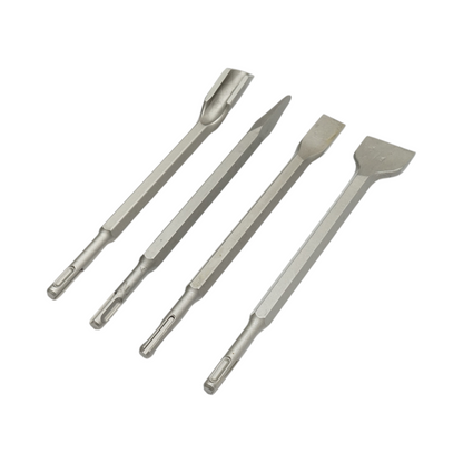 Set 4 vésőszár beton SDS Plus 14x250mm lapos, sík, hegyes és csatorna Breckner Germany