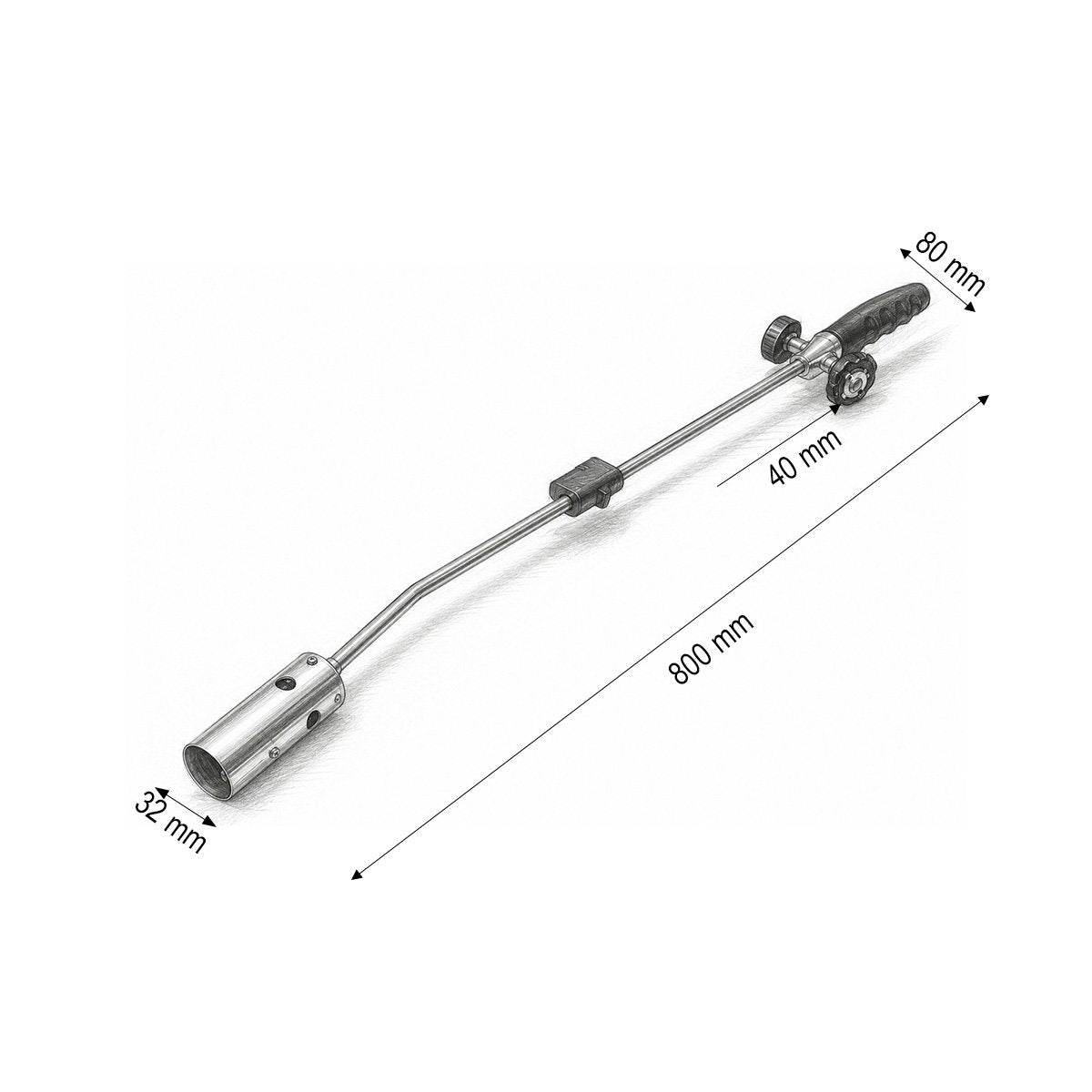 Kertégető gyomirtáshoz 800mm, 360 fokos forgatás, piezo gyújtás, szabályozható láng 1300°C