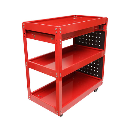 Kerekes fém kocsi 3 polccal, támasztékkal és szerszámos fiókkal 660x360x730mm