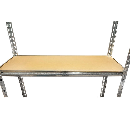 Salgó polc, fém polc, 5 MDF polccal, 180x90x30cm, 120kg/polc, csavarmentes szerelés Breckner Germany