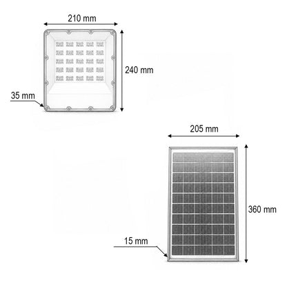 200W LED reflektor, 6500K bifaciális 20W napelem panellel, 10000mAh akkumulátor és távirányító IP66 Breckner Germany