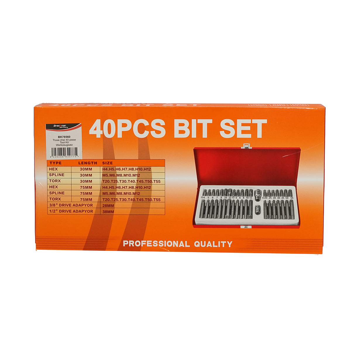 Hex, torx, hex és spline 40 darab króm-vanádium (CR-V) csavarkulcs készlet Breckner Germany