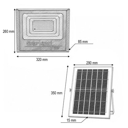 LED projektor 200W, 6500K napelemes panellel 12W, 8000mAh akkumulátor és távirányító IP67 Breckner Germany