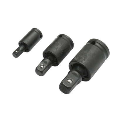 3 db ütőadapter készlet négyszögletes kardáncsuklóval 1/2, 3/8, 1/4 inch Cr-Mo Breckner Germany
