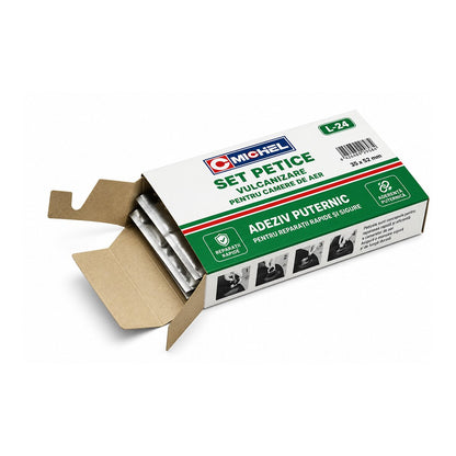 24 darabos ovális gumifolt szett 35x52mm + 1 db 20ml ragasztó tubus légumlőkhöz L-24 Michel