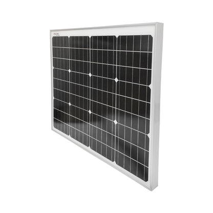 Napelem szett 50W monokristályos fotovoltaikus napelem 670x540x30mm 12-24V foglalat öngyújtó 4 izzóval 9W Breckner Germany