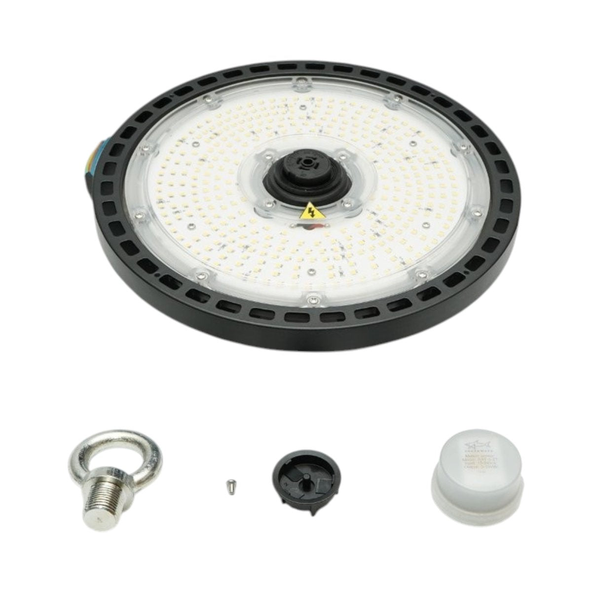 Ipari LED High-Bay lámpa 150W, 220V, 5000K, 22500lm, mikrohullámú mozgásérzékelővel csarnokokhoz, raktárakhoz 265x86mm Breckner Germany