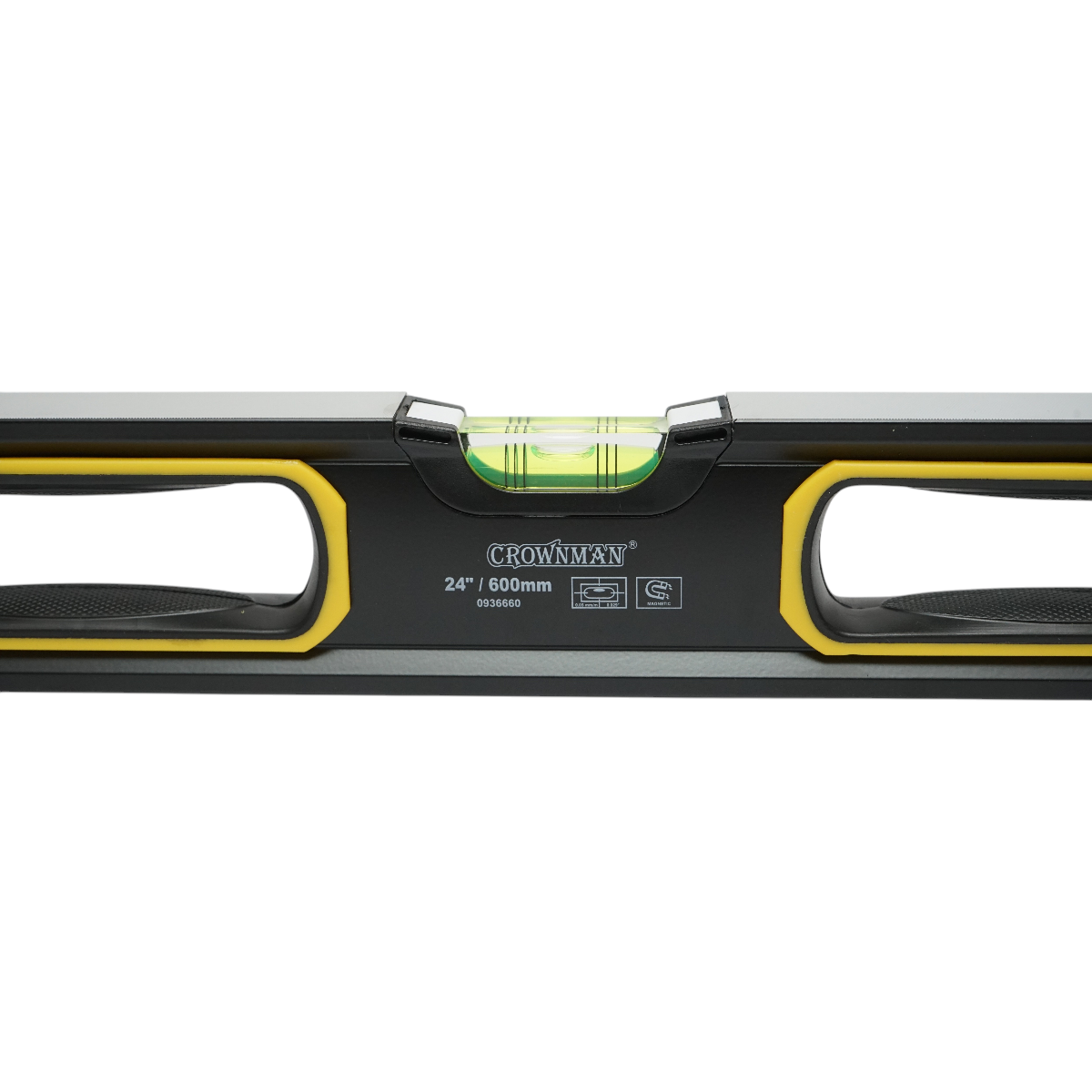 Mágneses alumínium vízmérték 600mm, 3 vízmérték, 2 fogantyú Crownman