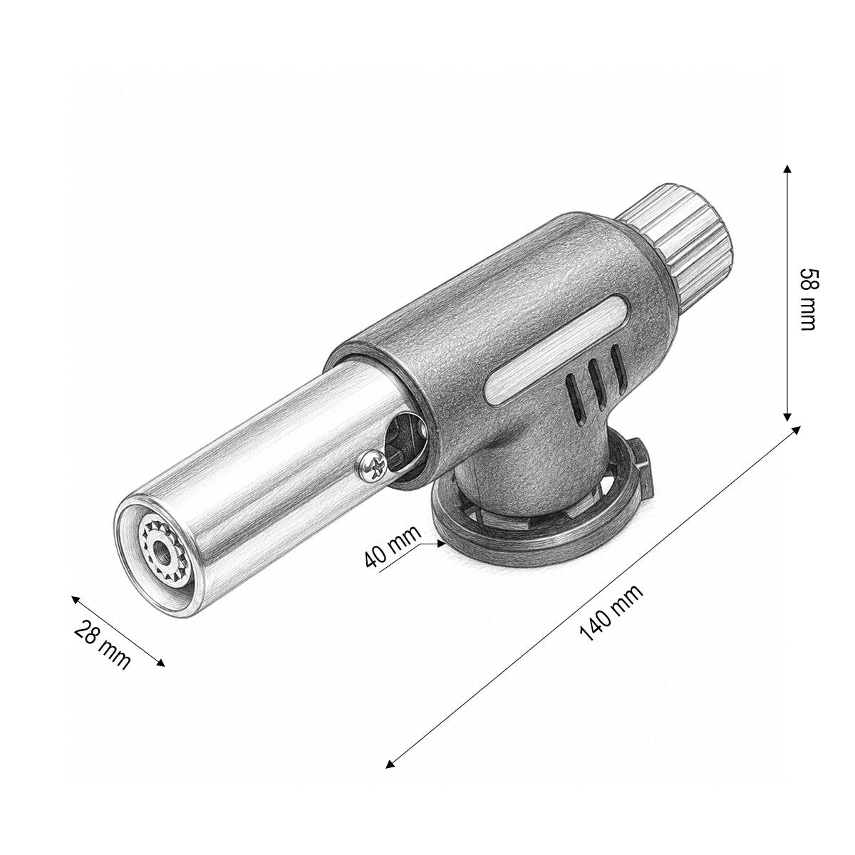 Gázégő fej spray butla típusú, piezo gyújtás, állítható lángja 1300°C Flame Gun